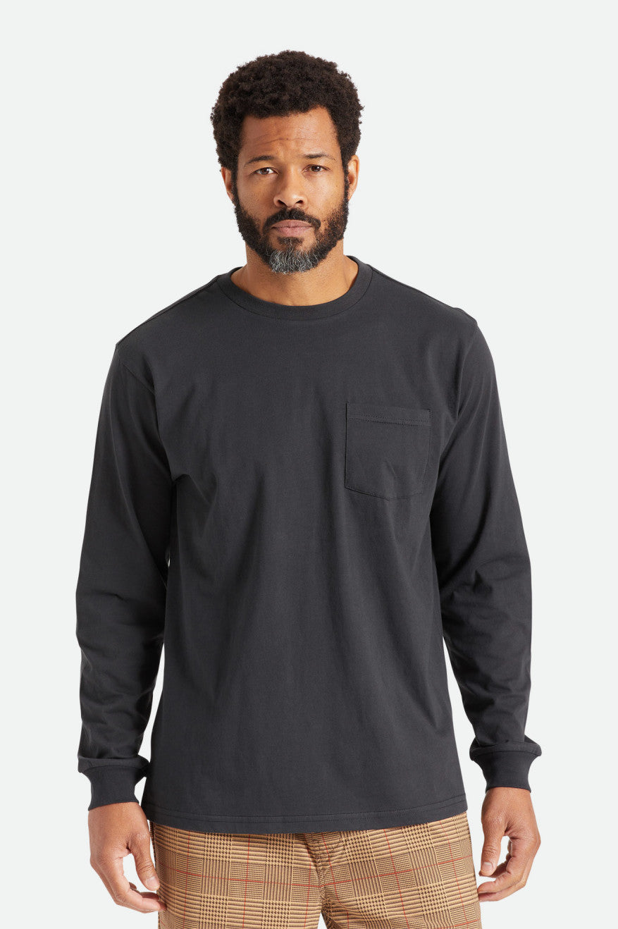 Brixton Basic L/S Pocket Üstler Erkek Siyah | 523HSCDJU