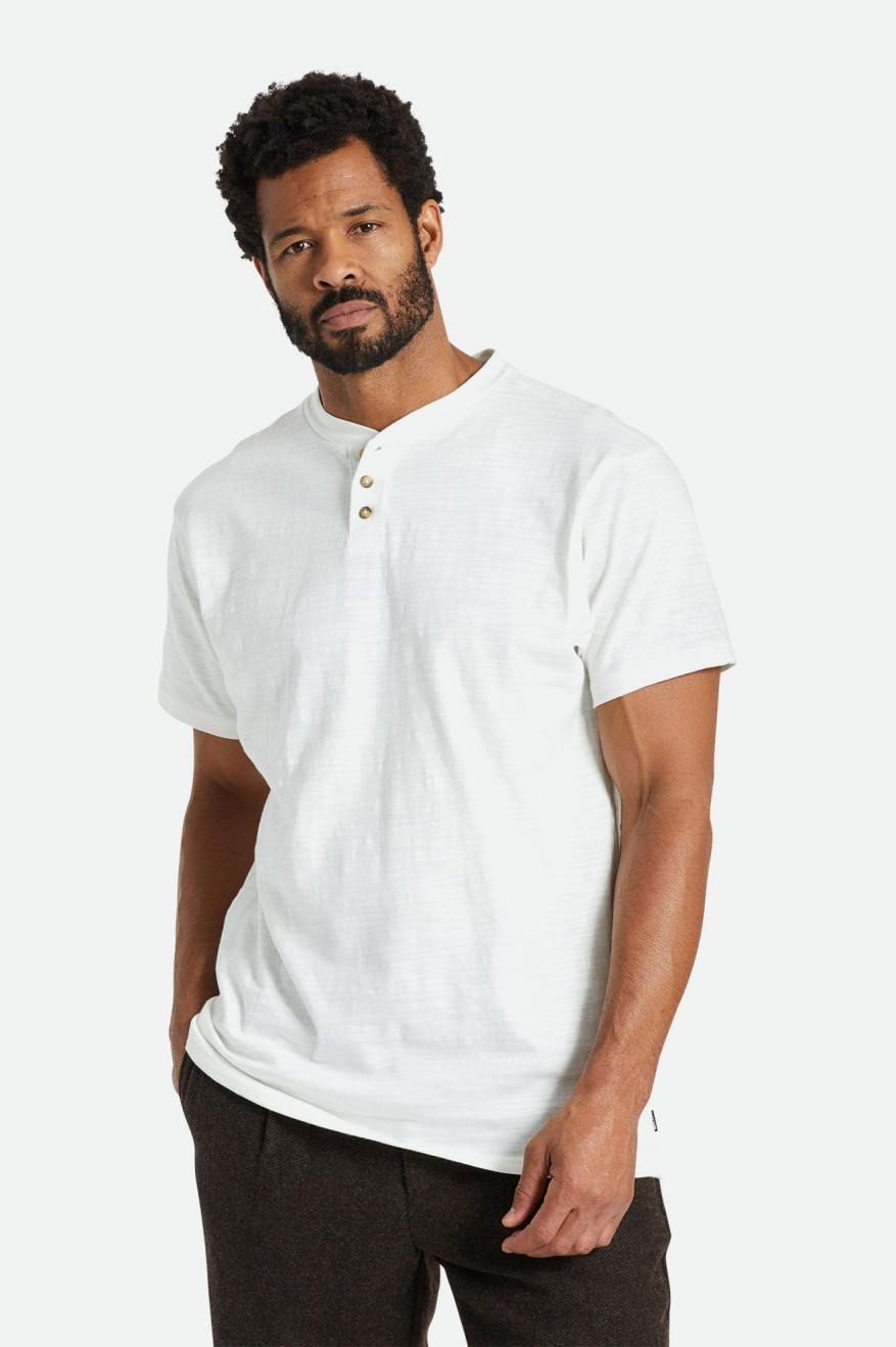 Brixton Basic Slub S/S Henley Triko Erkek Beyaz | 590IPSOKB