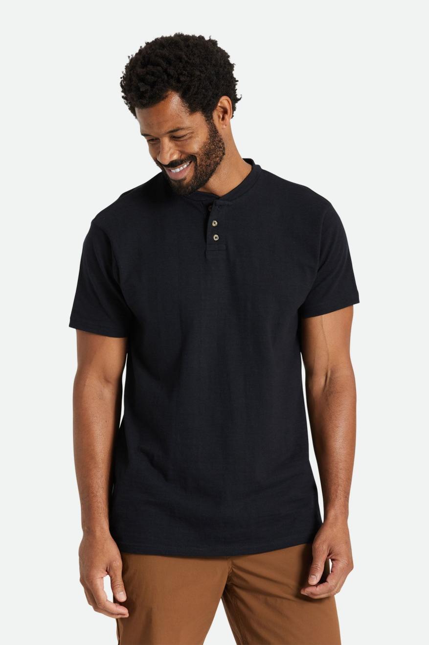 Brixton Basic Slub S/S Henley Üstler Erkek Siyah | 302IVJEMP