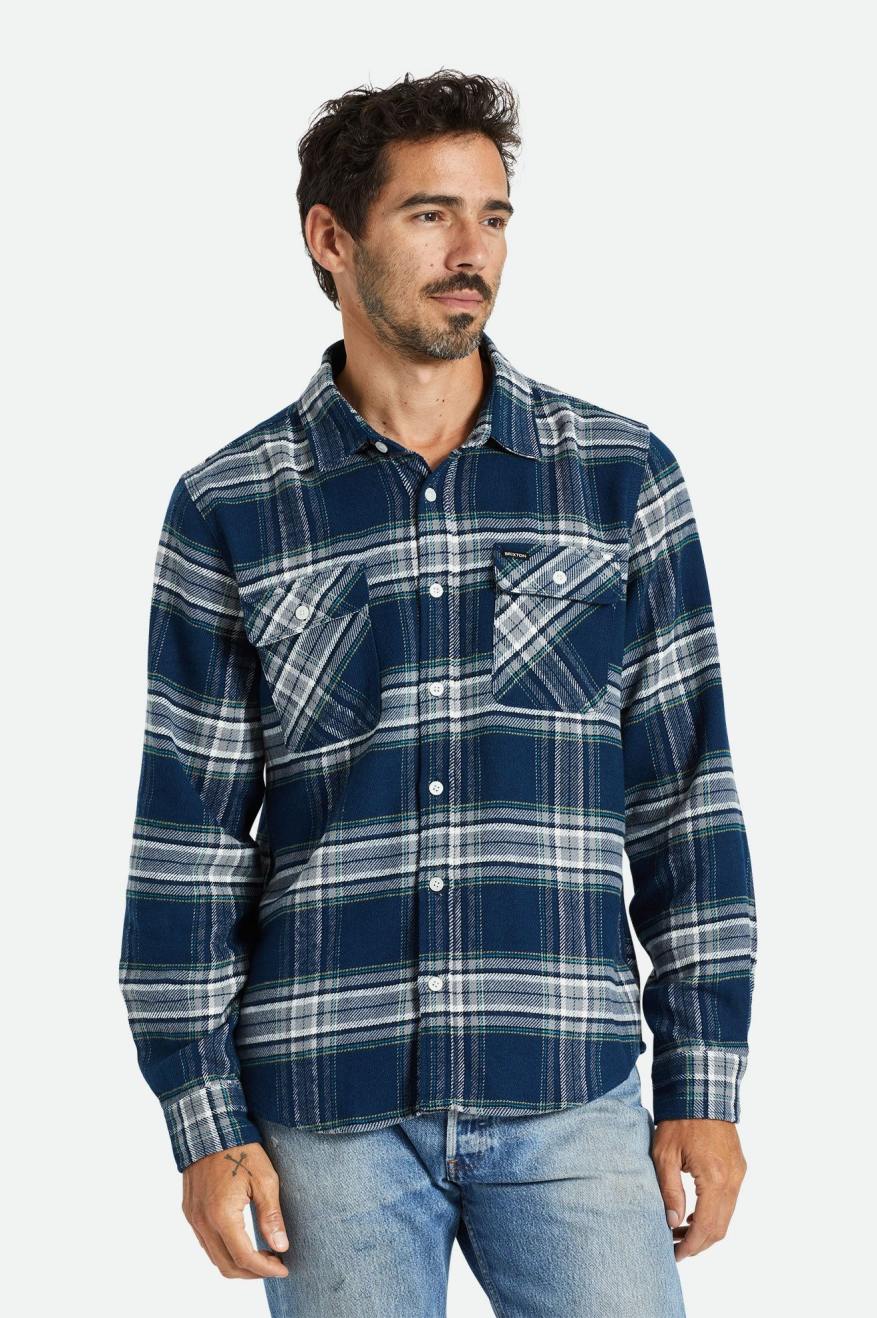 Brixton Bowery L/S Flanel Üstler Erkek Gri | 169HSXNUA