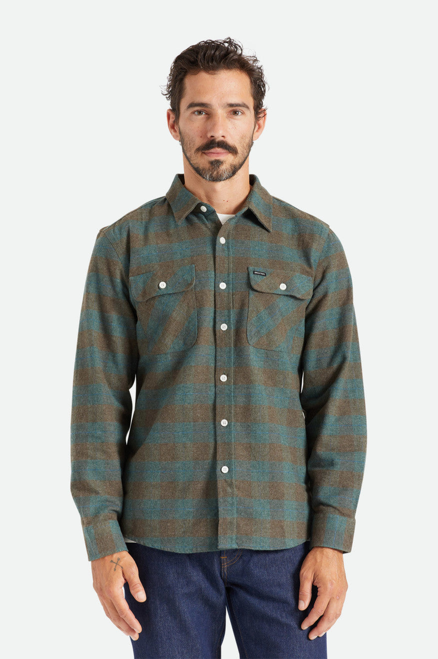 Brixton Bowery L/S Flanel Üstler Erkek Mavi | 591LZEAIU