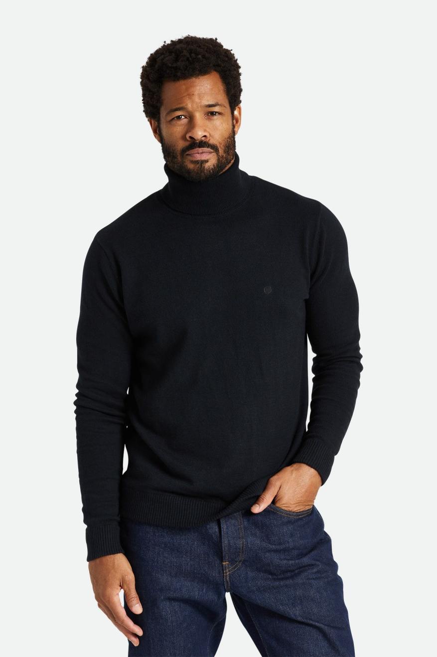 Brixton Reserve Cashmere L/S Turtleneck Triko Erkek Siyah | 539MJQGWN