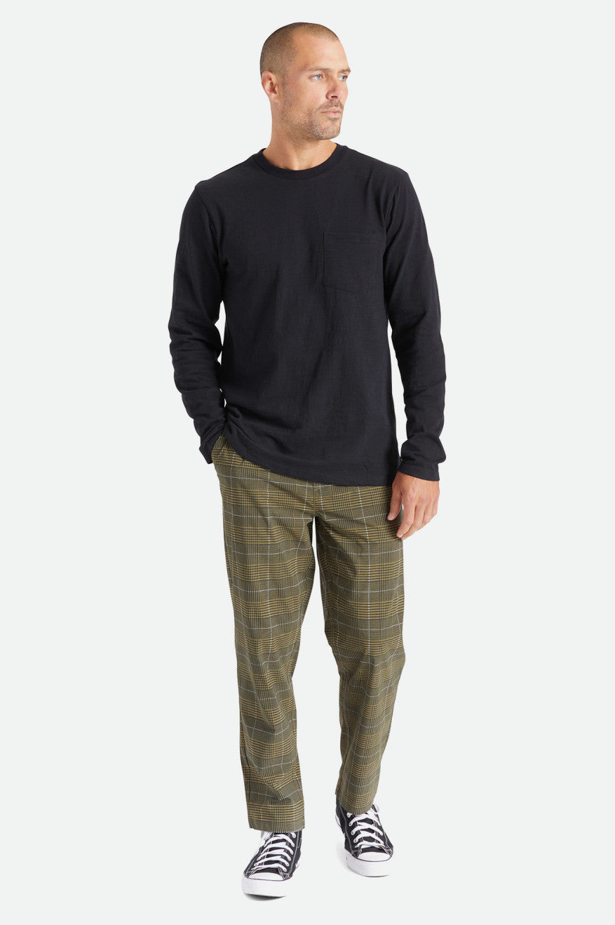 Brixton Basic Slub L/S Pocket Triko Erkek Siyah | 325AWGOSU