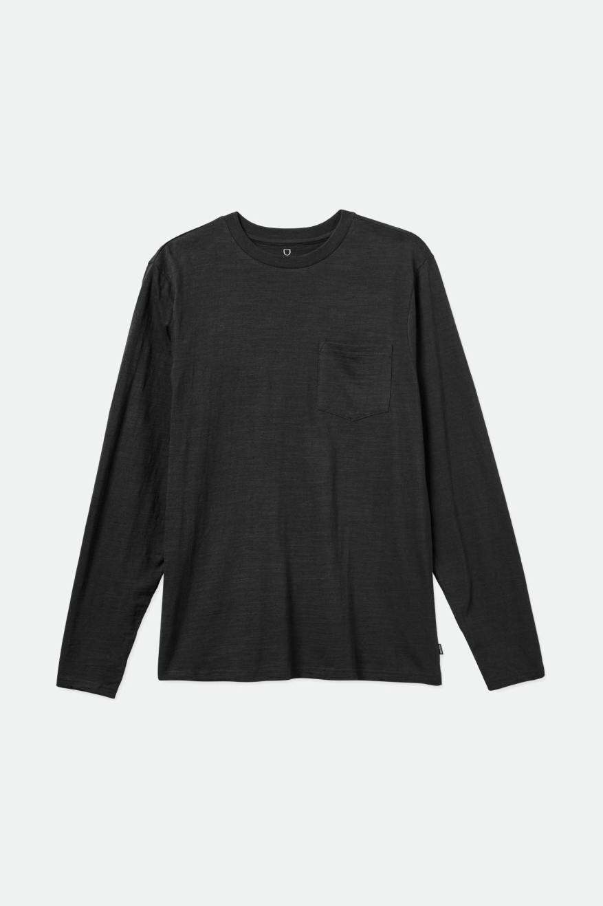 Brixton Basic Slub L/S Pocket Triko Erkek Siyah | 325AWGOSU