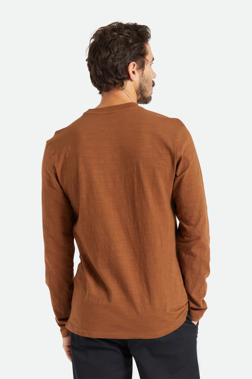 Brixton Basic Slub L/S Pocket Triko Erkek Kahverengi | 831GHQMCW