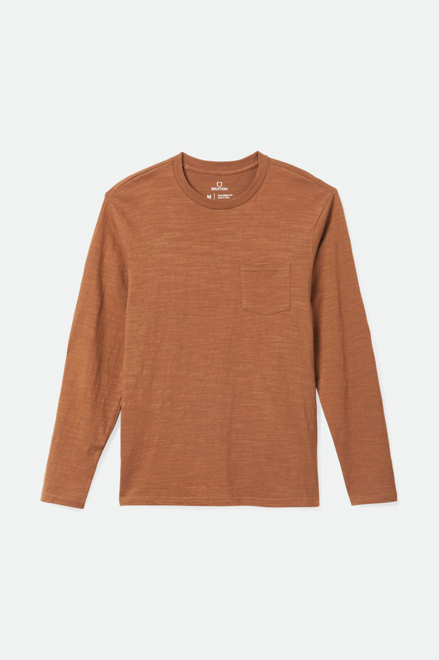 Brixton Basic Slub L/S Pocket Triko Erkek Kahverengi | 831GHQMCW