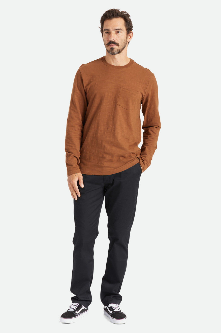 Brixton Basic Slub L/S Pocket Üstler Erkek Kahverengi | 968RBEHVY