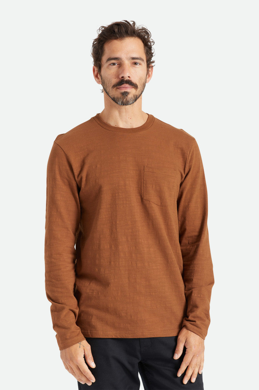 Brixton Basic Slub L/S Pocket Üstler Erkek Kahverengi | 968RBEHVY