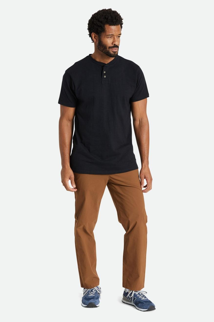 Brixton Basic Slub S/S Henley Triko Erkek Siyah | 104EBOACZ