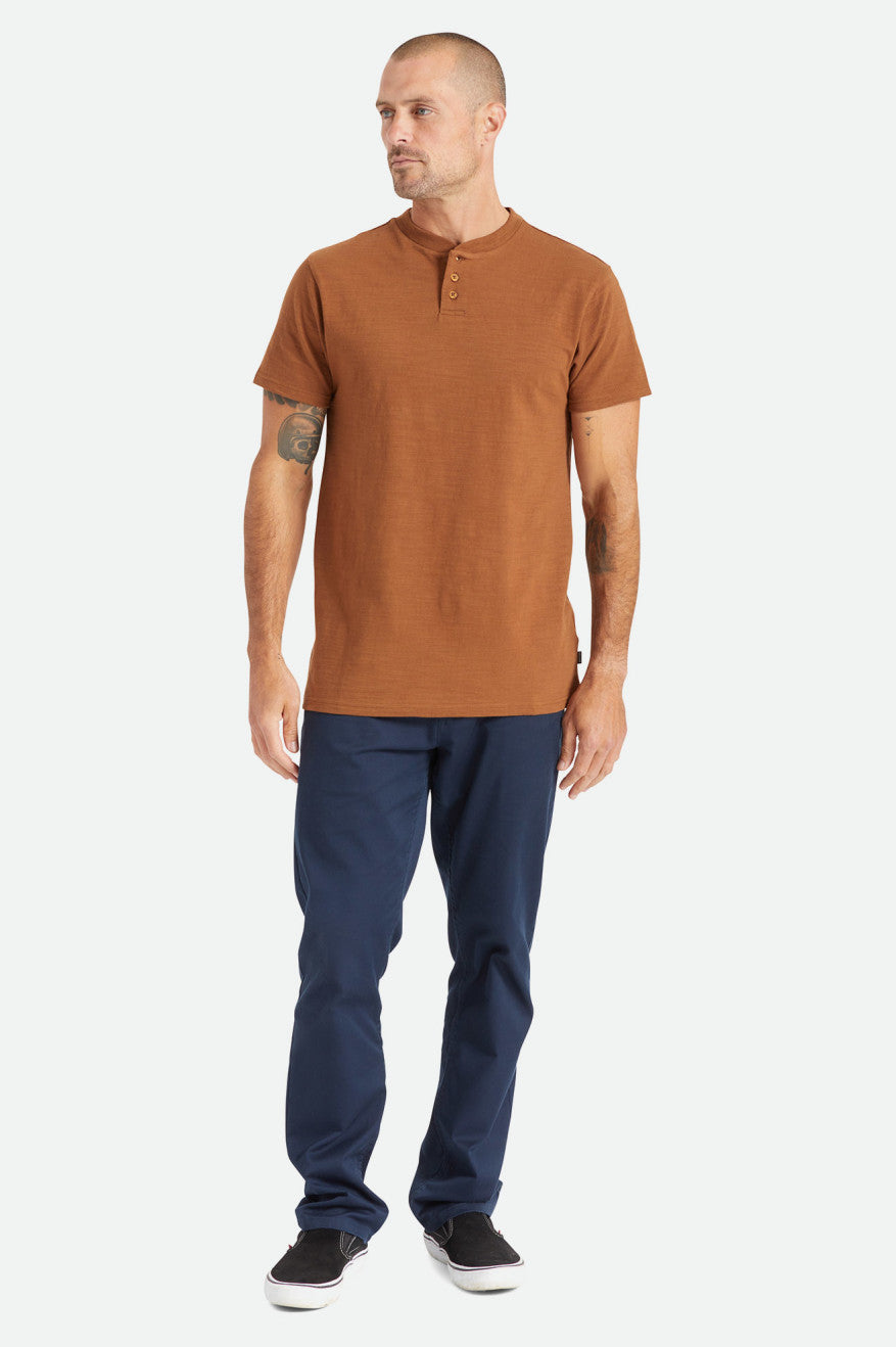 Brixton Basic Slub S/S Henley Triko Erkek Kahverengi | 396VLXCAM