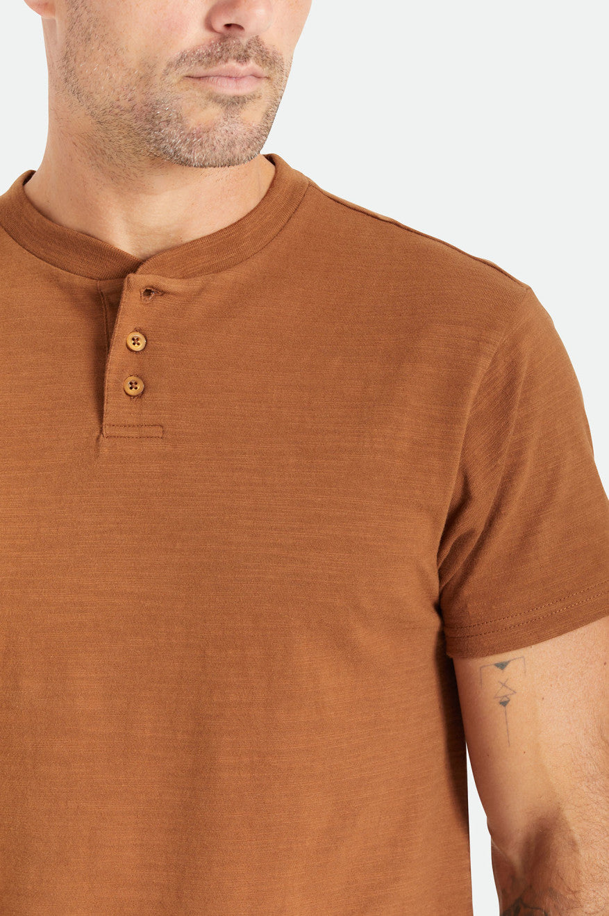 Brixton Basic Slub S/S Henley Triko Erkek Kahverengi | 396VLXCAM