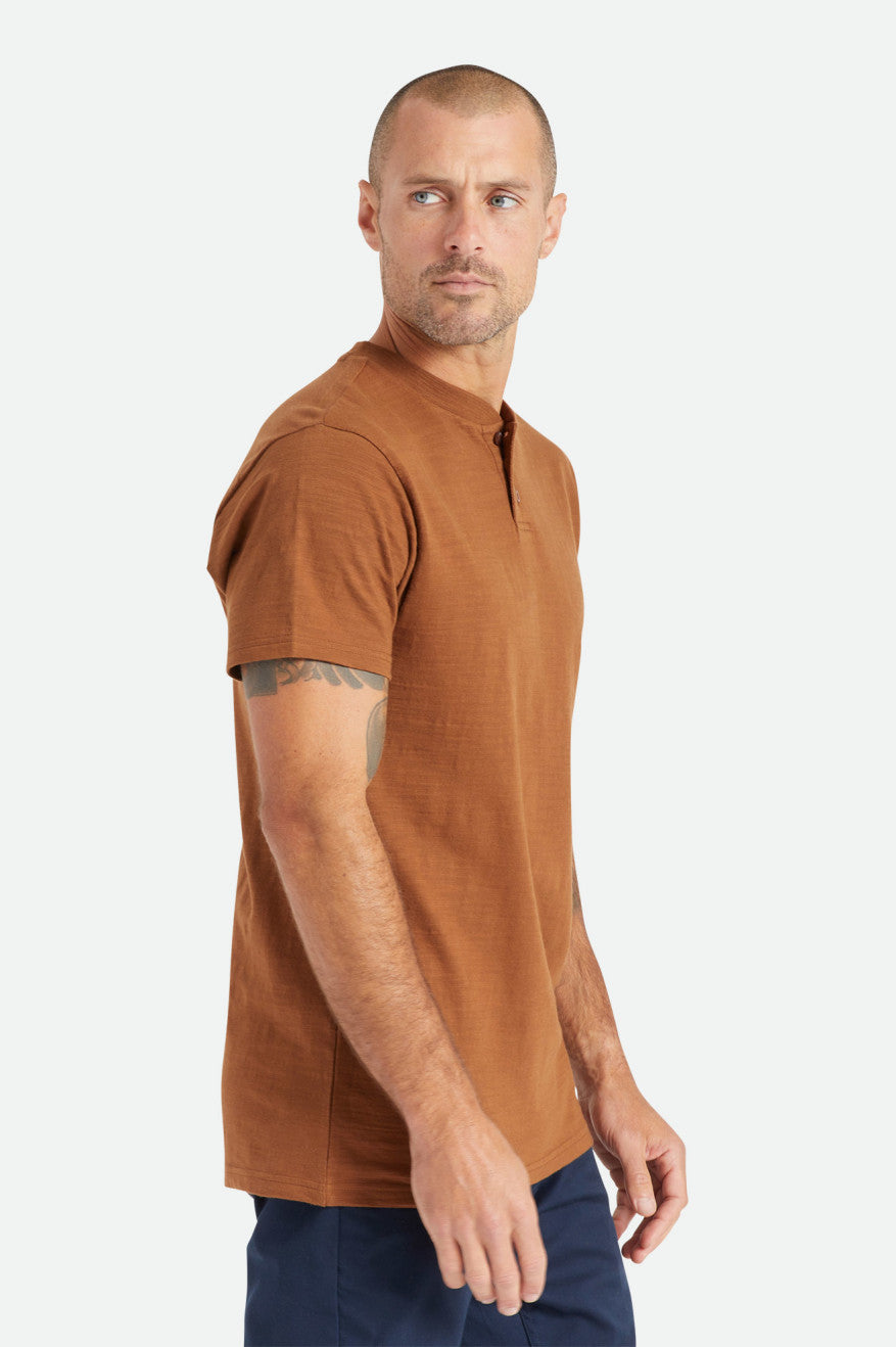 Brixton Basic Slub S/S Henley Triko Erkek Kahverengi | 396VLXCAM