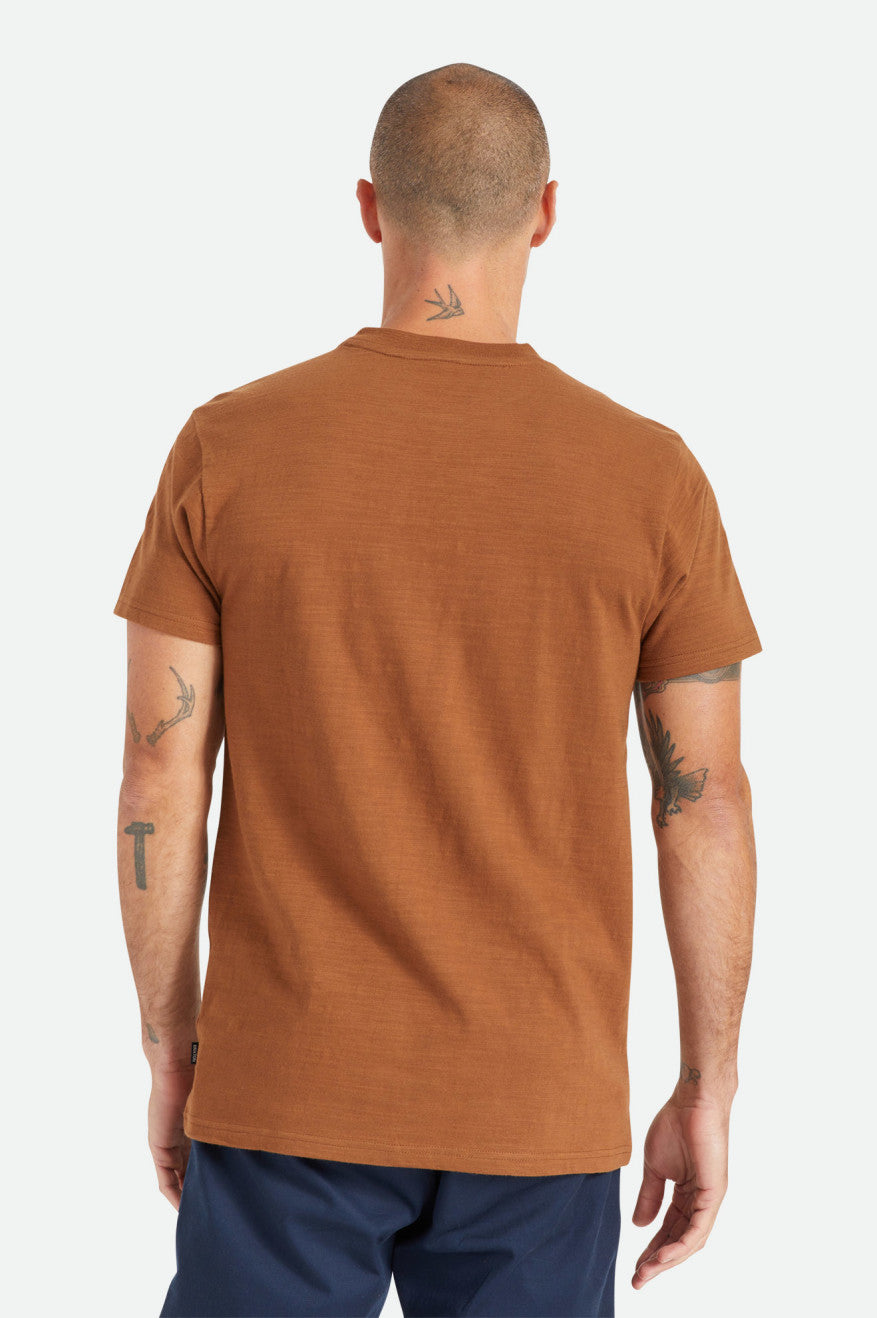 Brixton Basic Slub S/S Henley Triko Erkek Kahverengi | 396VLXCAM