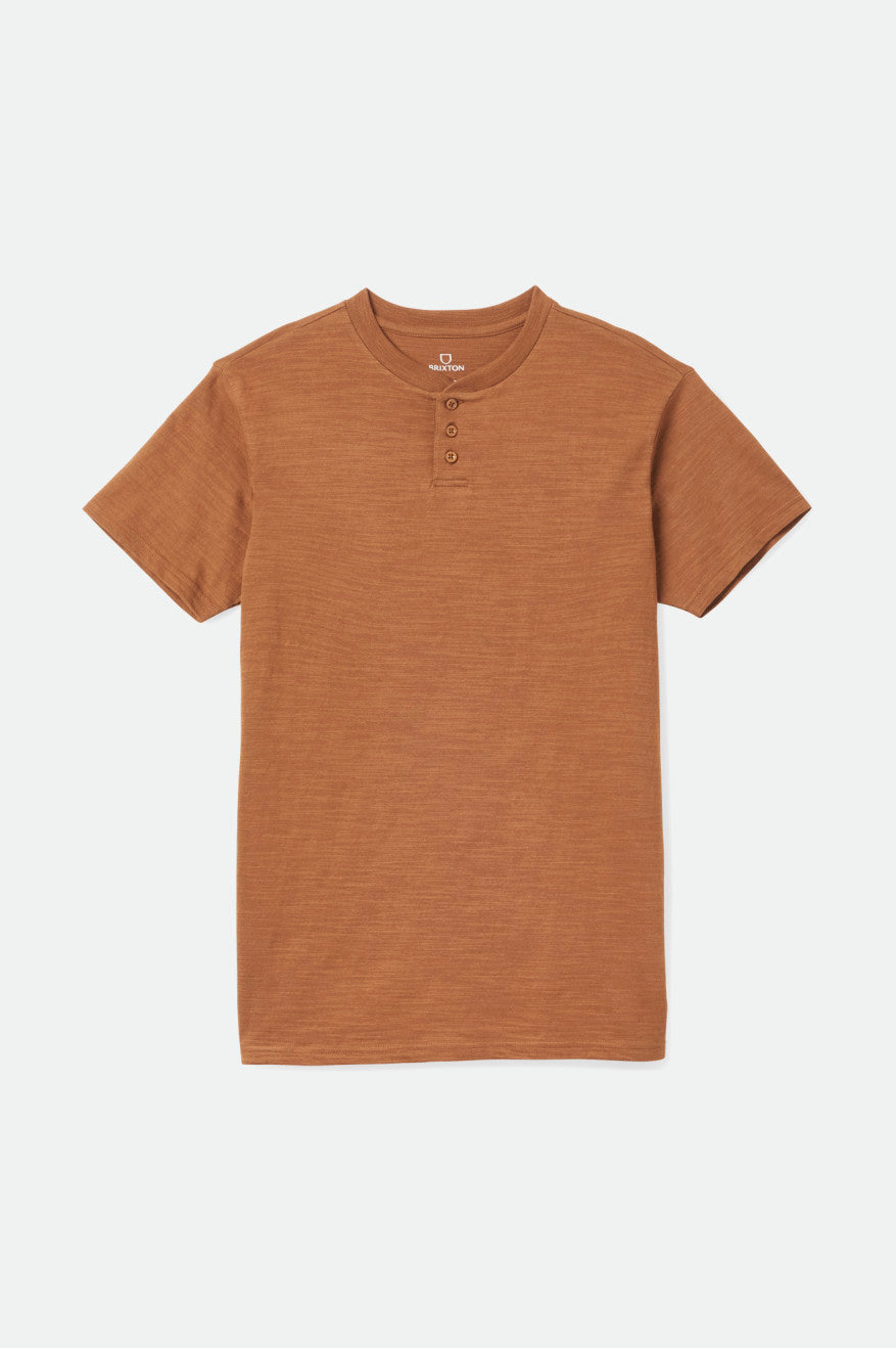 Brixton Basic Slub S/S Henley Triko Erkek Kahverengi | 396VLXCAM