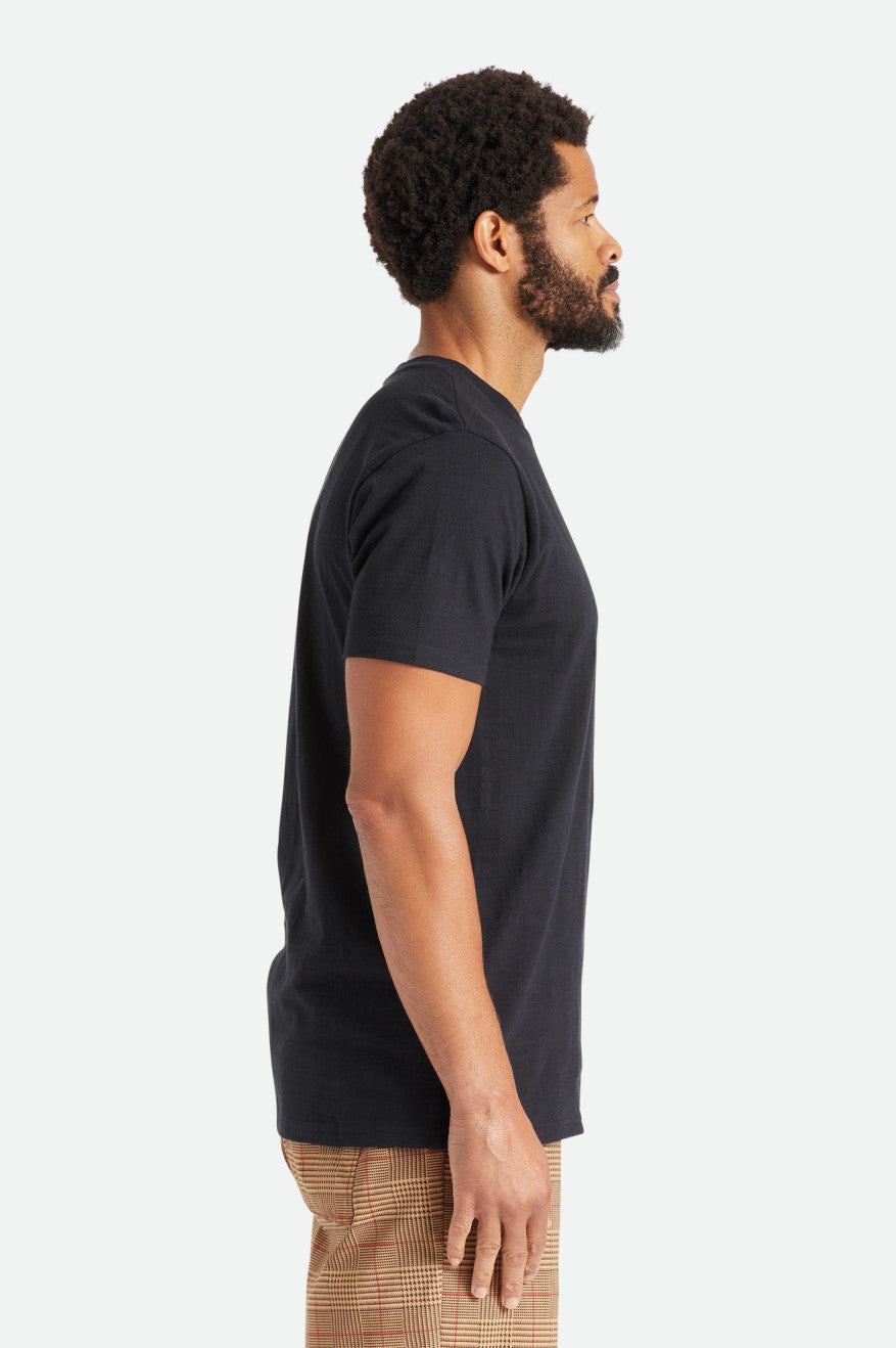 Brixton Basic Slub S/S Pocket Triko Erkek Siyah | 081CMIJHN