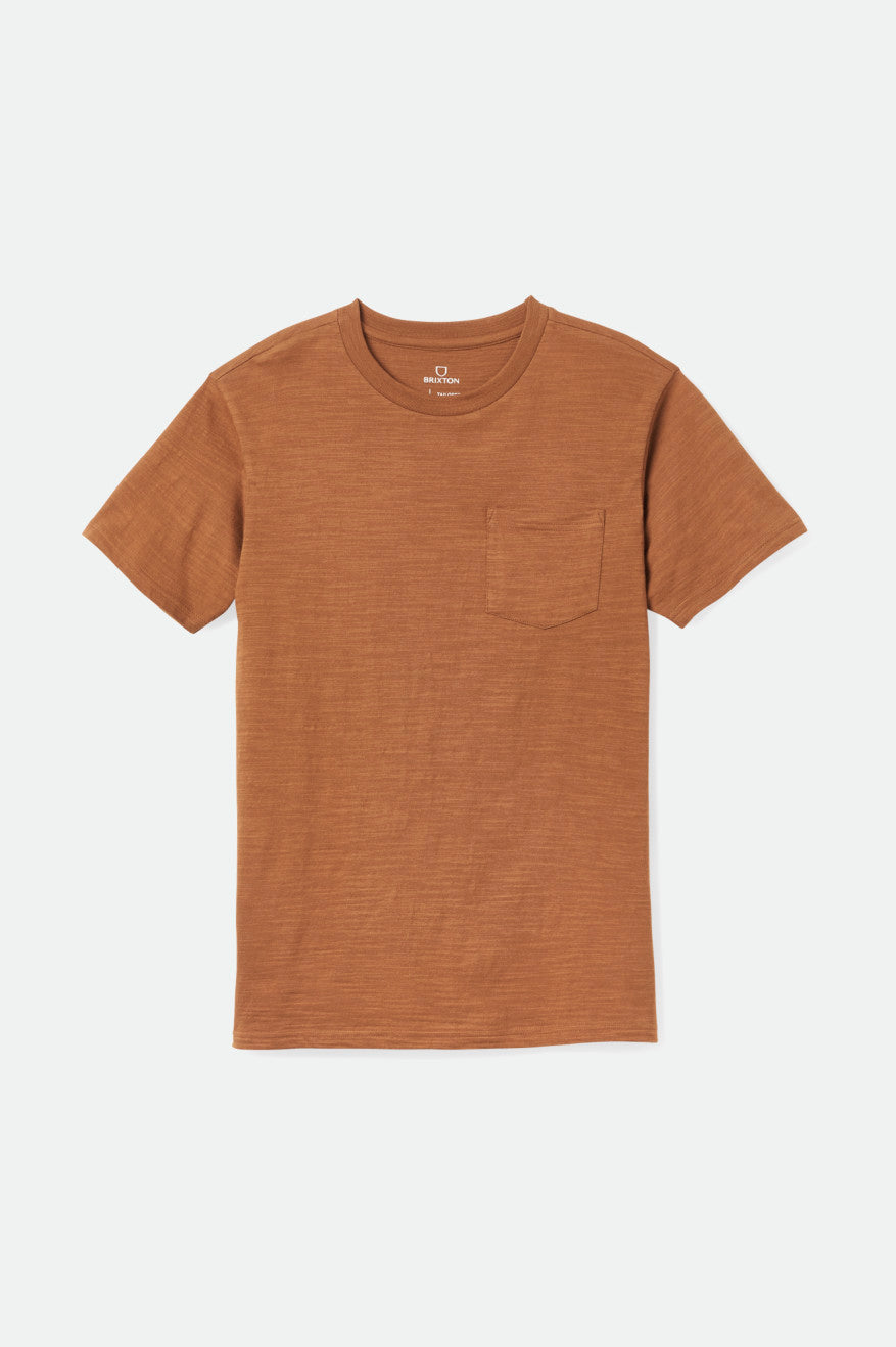 Brixton Basic Slub S/S Pocket Triko Erkek Kahverengi | 743WRSNBJ