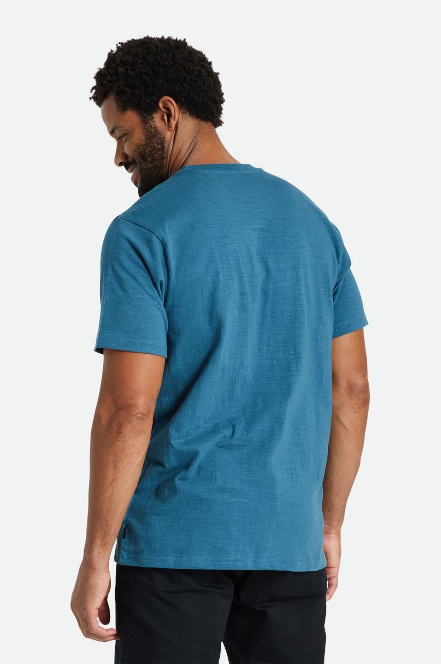 Brixton Basic Slub S/S Pocket Üstler Erkek Turkuaz | 725XDUQSP