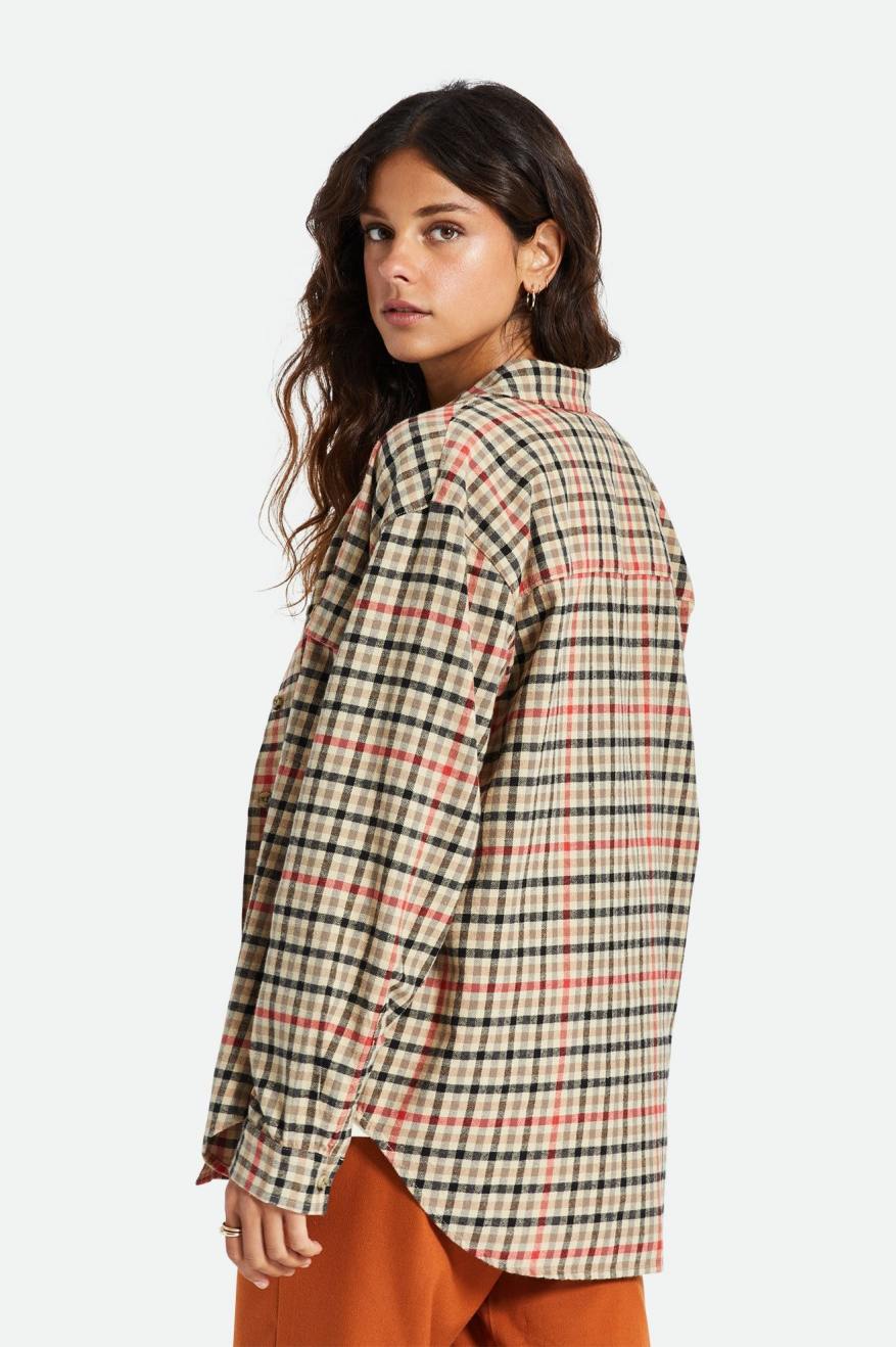 Brixton Bowery Boyfriend L/S Flanel Üstler Kadın Açık Sarı | 056VTMQLG