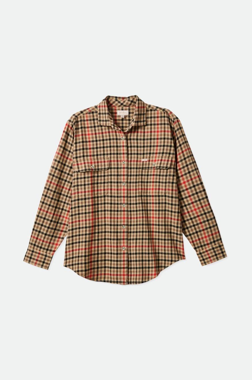 Brixton Bowery Boyfriend L/S Flanel Üstler Kadın Açık Sarı | 056VTMQLG