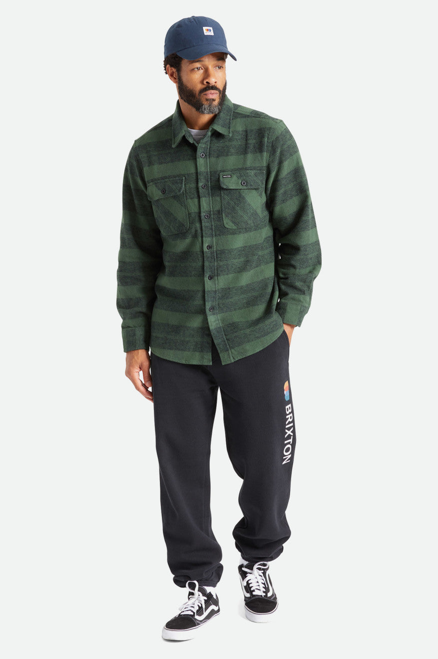 Brixton Bowery Heavy Weight L/S Dokuma Üstler Erkek Yeşil | 291STPNXU