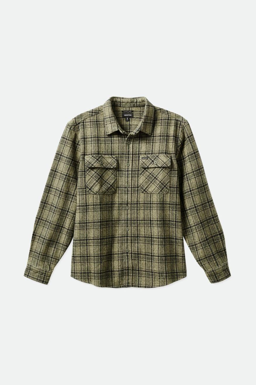 Brixton Bowery Heavy Weight L/S Flanel Üstler Erkek Zeytin Yeşili Siyah | 036JECDAF