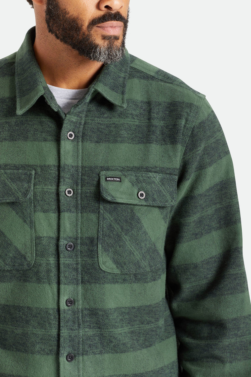 Brixton Bowery Heavy Weight L/S Flanel Üstler Erkek Yeşil | 102XLMTPZ