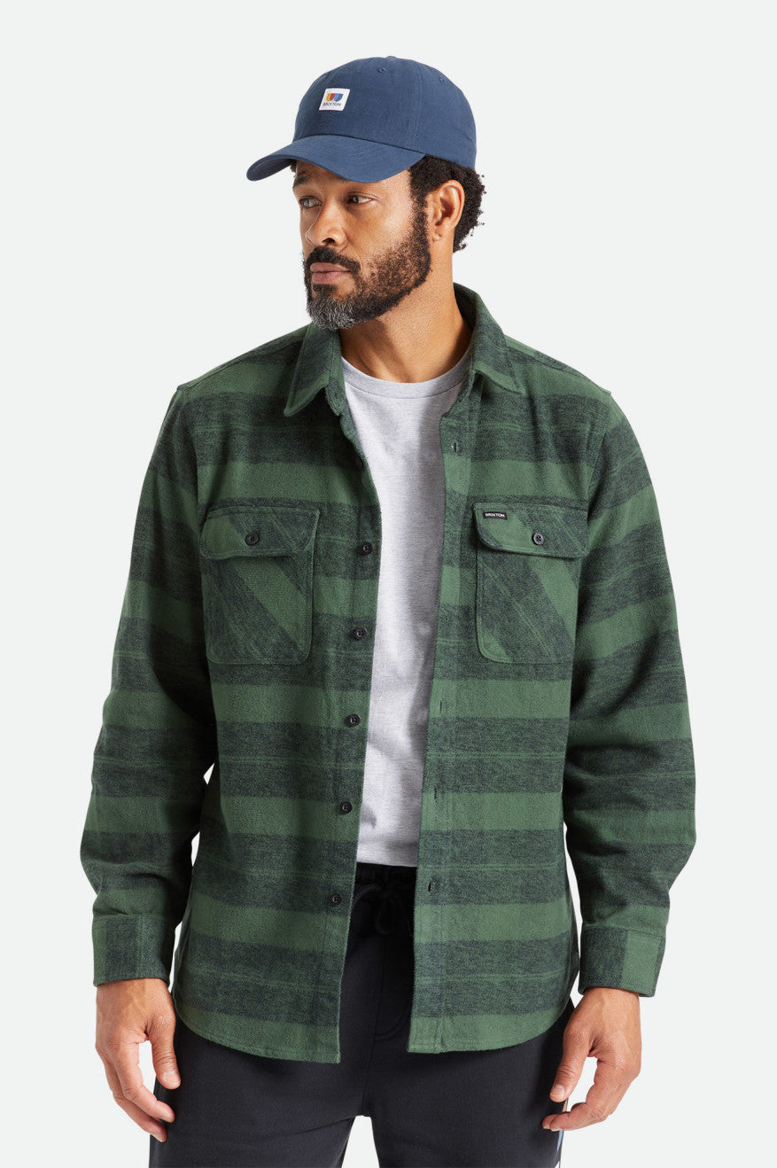 Brixton Bowery Heavy Weight L/S Flanel Üstler Erkek Yeşil | 102XLMTPZ