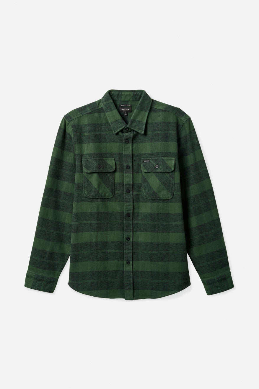 Brixton Bowery Heavy Weight L/S Flanel Üstler Erkek Yeşil | 102XLMTPZ