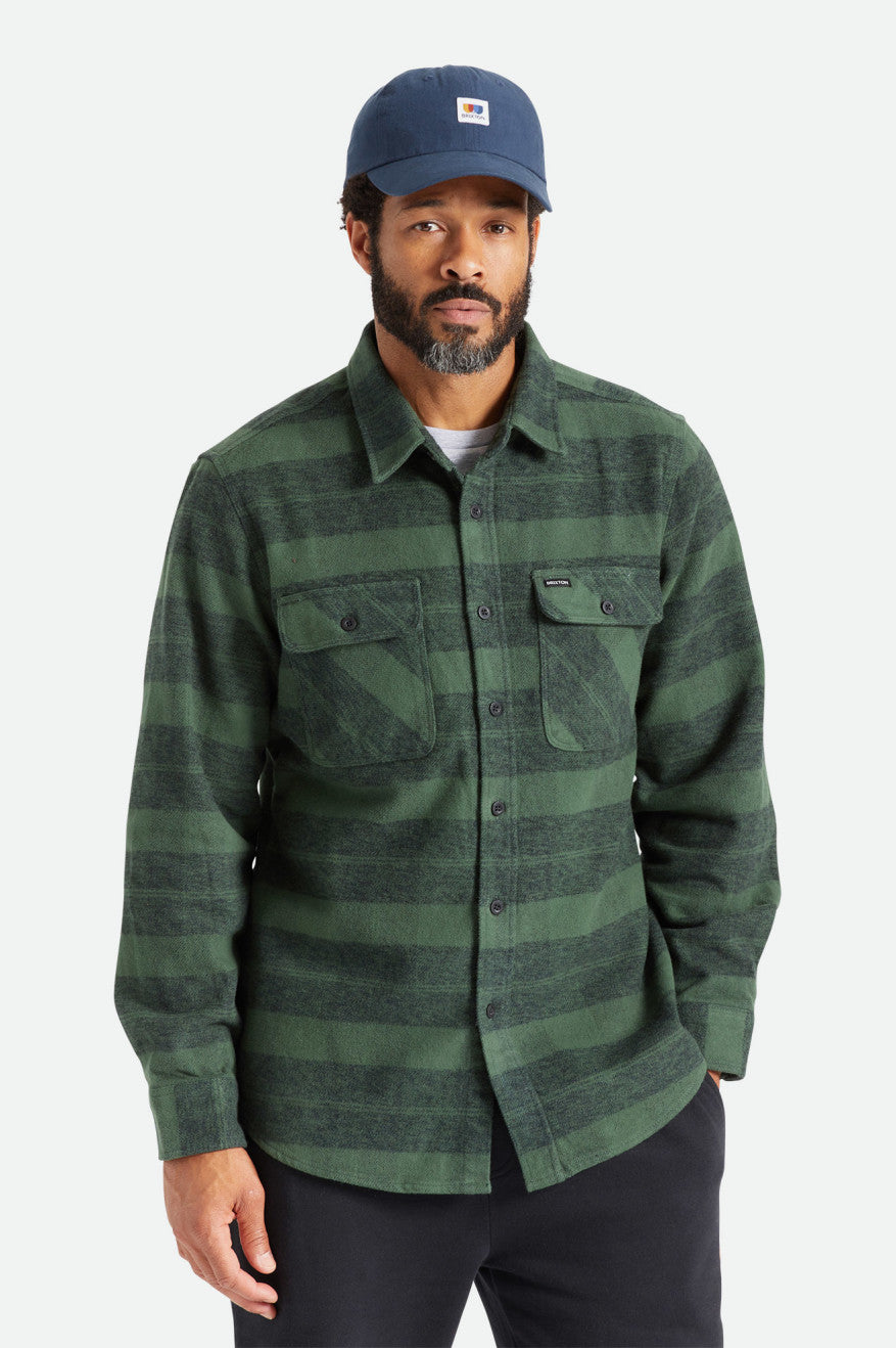 Brixton Bowery Heavy Weight L/S Flanel Üstler Erkek Yeşil | 102XLMTPZ