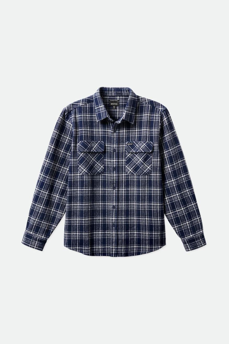 Brixton Bowery Heavy Weight L/S Flanel Üstler Erkek Lacivert Gri | 270IFSMXL