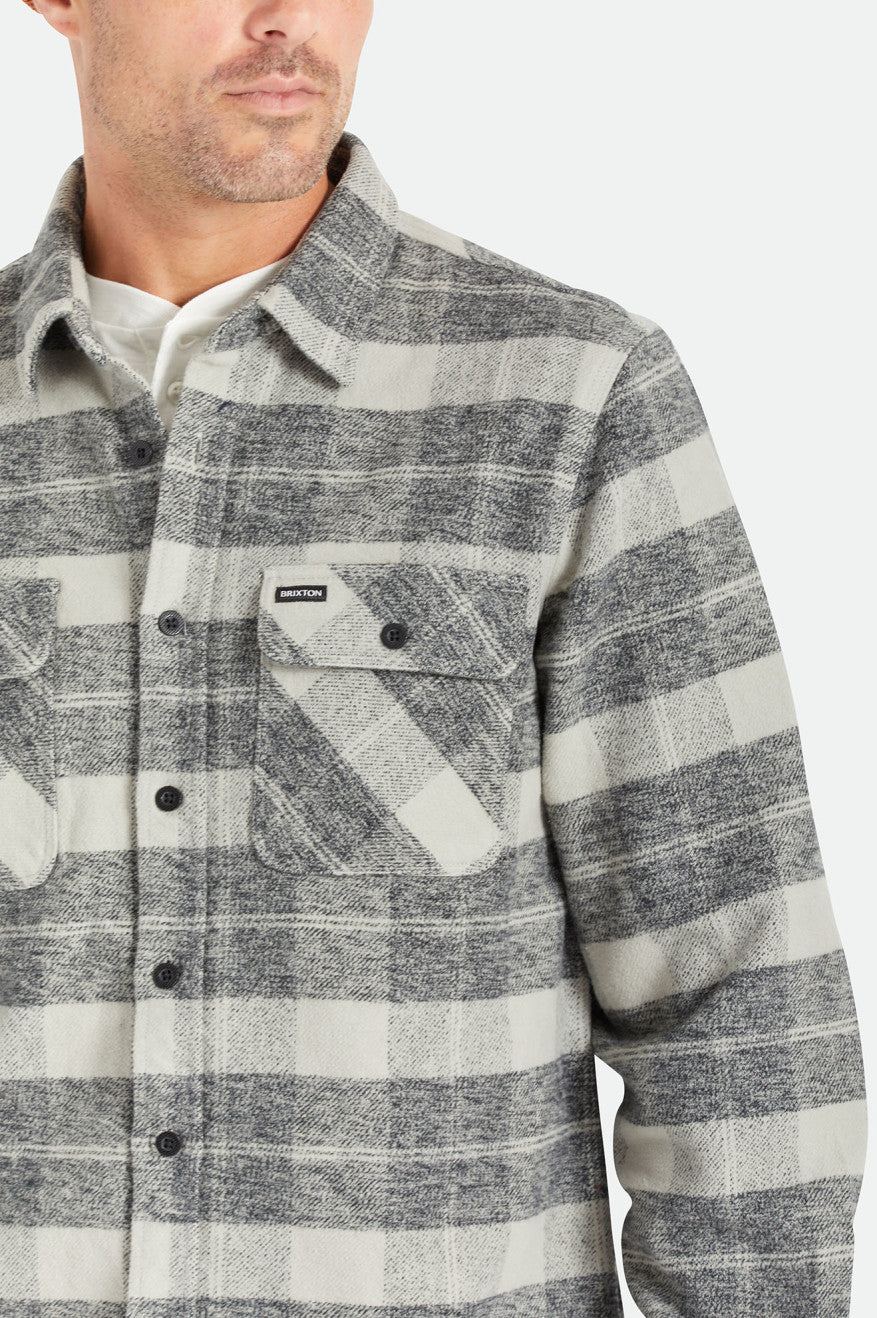 Brixton Bowery Heavy Weight L/S Flanel Üstler Erkek Siyah Gri | 543RGZETQ