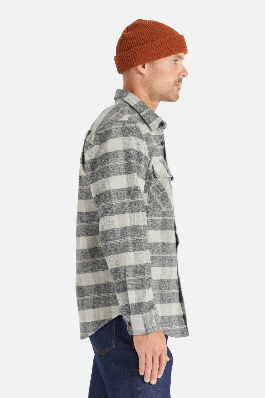 Brixton Bowery Heavy Weight L/S Flanel Üstler Erkek Siyah Gri | 543RGZETQ