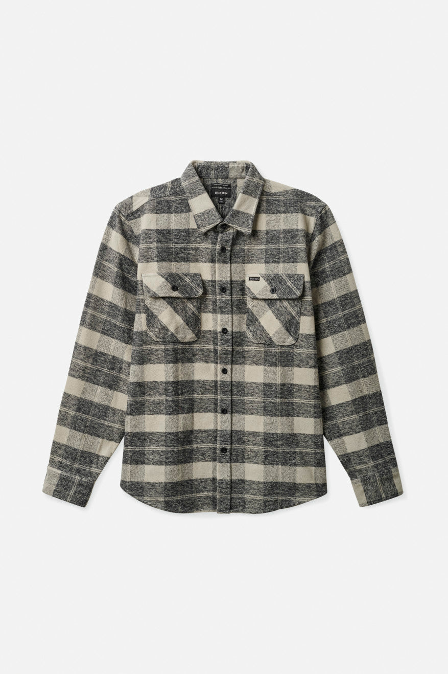 Brixton Bowery Heavy Weight L/S Flanel Üstler Erkek Siyah Gri | 543RGZETQ