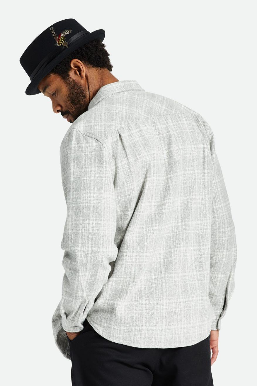 Brixton Bowery Heavy Weight L/S Flanel Üstler Erkek Gri Beyaz | 812NWVDQG