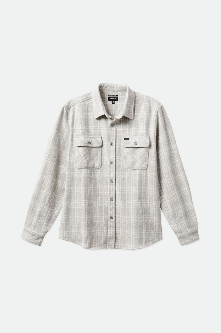 Brixton Bowery Heavy Weight L/S Flanel Üstler Erkek Gri Beyaz | 812NWVDQG