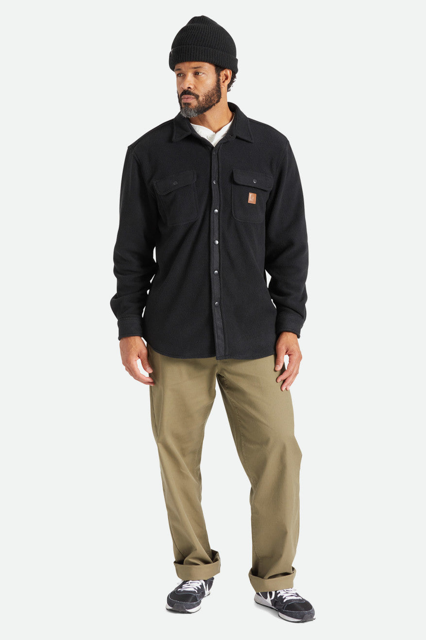 Brixton Bowery L/S Arctic Stretch Fleece Flanel Üstler Erkek Siyah | 420RGQVAI