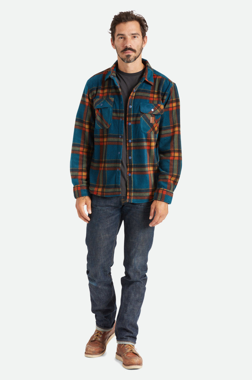 Brixton Bowery L/S Arctic Stretch Fleece Flanel Üstler Erkek Koyu Mavi | 720YFNPHZ