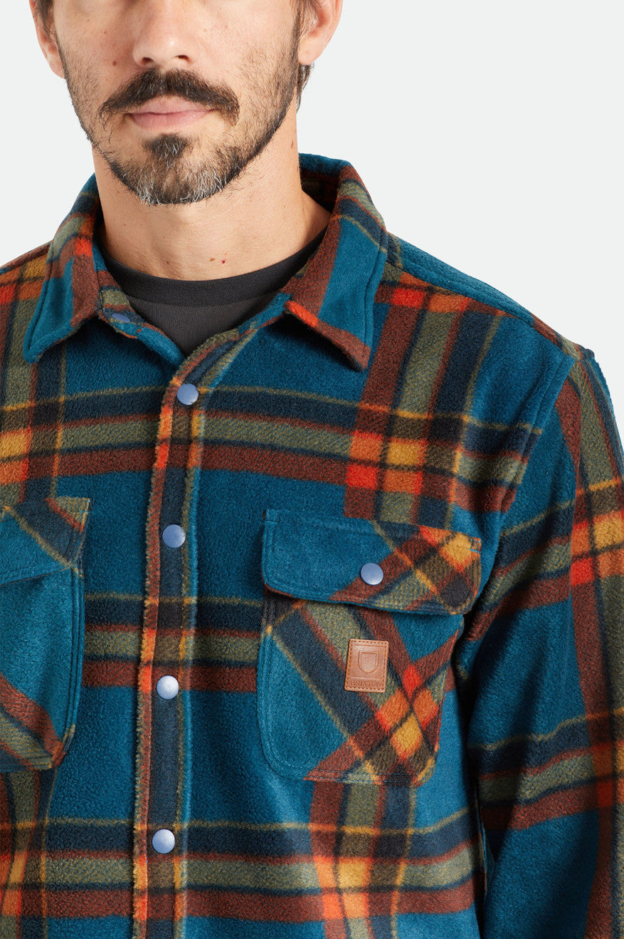 Brixton Bowery L/S Arctic Stretch Fleece Flanel Üstler Erkek Koyu Mavi | 720YFNPHZ