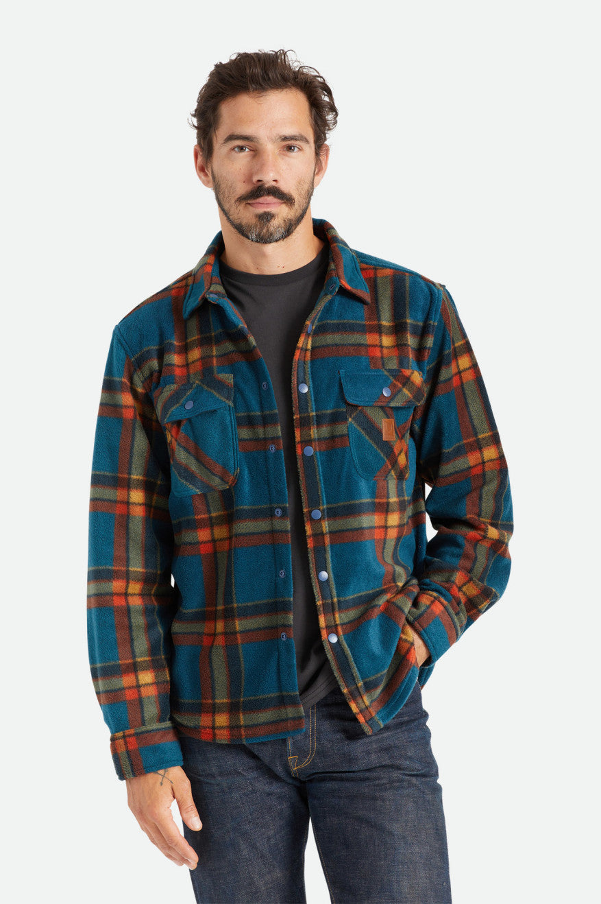 Brixton Bowery L/S Arctic Stretch Fleece Flanel Üstler Erkek Koyu Mavi | 720YFNPHZ