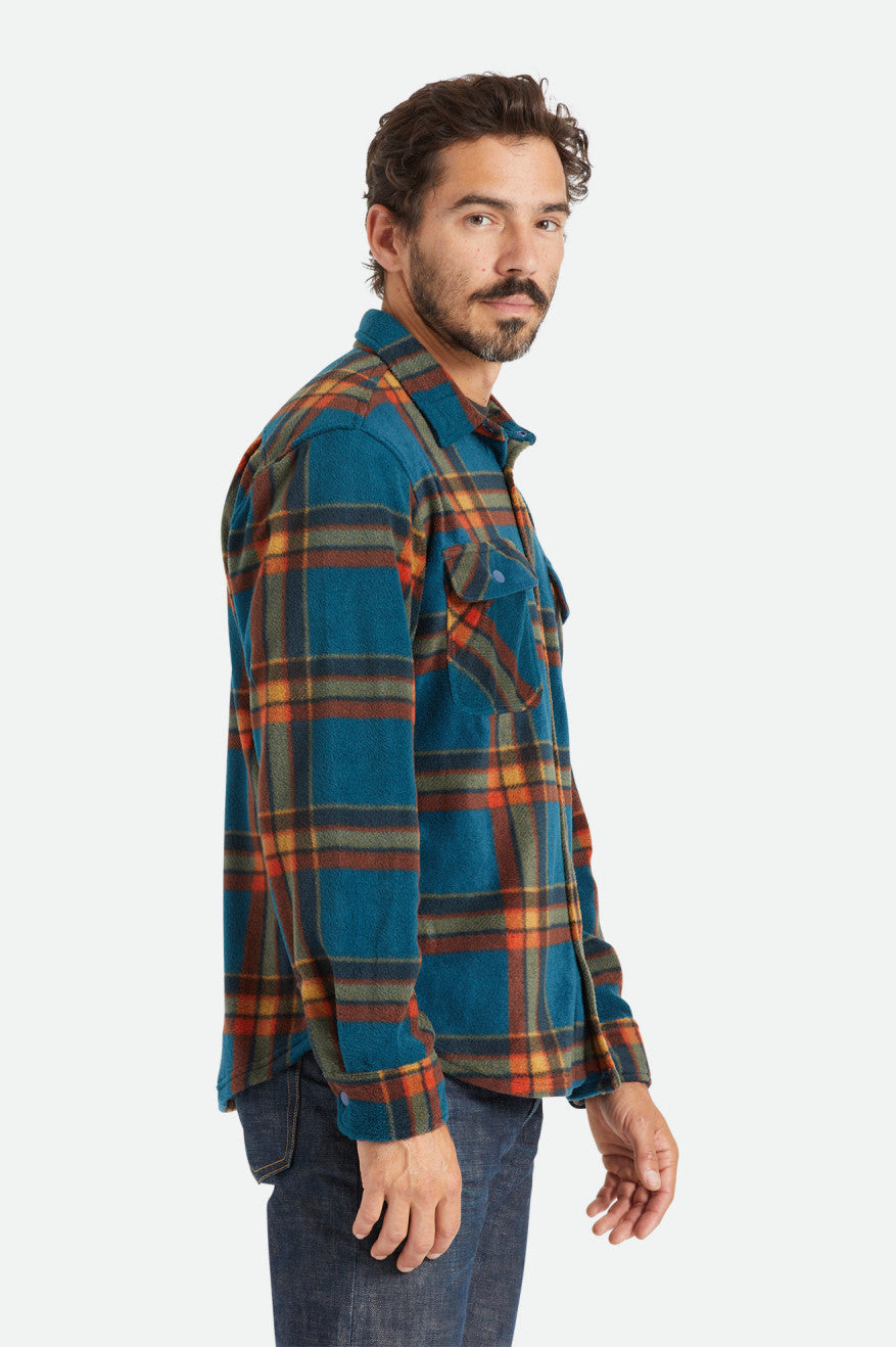 Brixton Bowery L/S Arctic Stretch Fleece Flanel Üstler Erkek Koyu Mavi | 720YFNPHZ