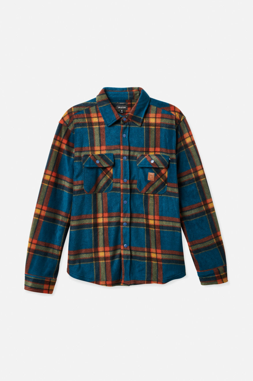 Brixton Bowery L/S Arctic Stretch Fleece Flanel Üstler Erkek Koyu Mavi | 720YFNPHZ