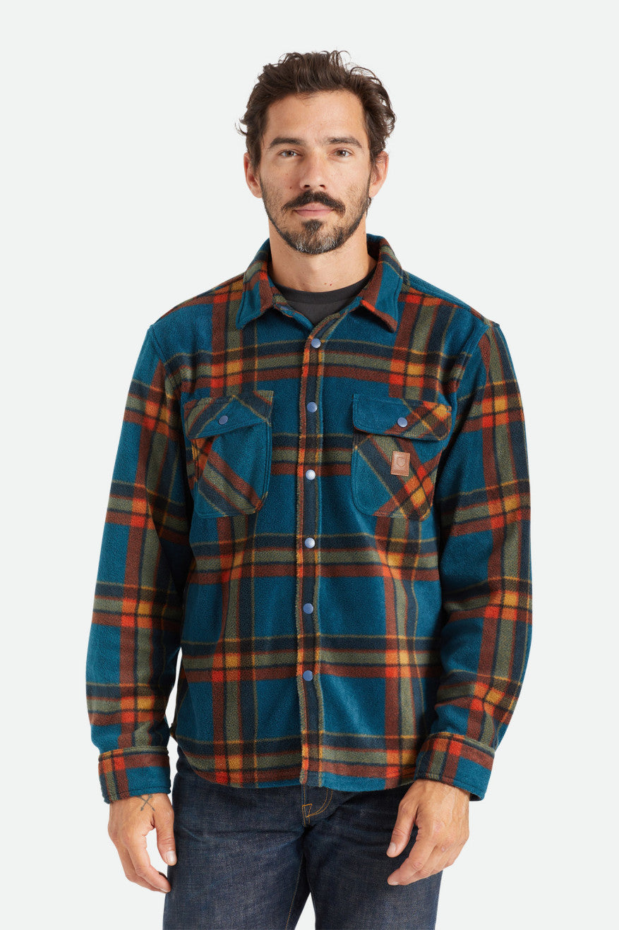 Brixton Bowery L/S Arctic Stretch Fleece Flanel Üstler Erkek Koyu Mavi | 720YFNPHZ