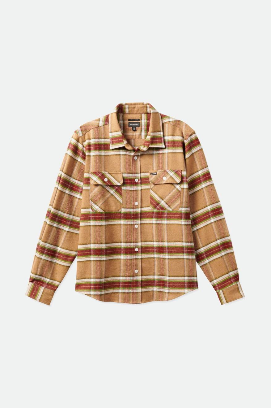 Brixton Bowery L/S Flanel Üstler Erkek Açık Kahverengi | 167YDXUKS