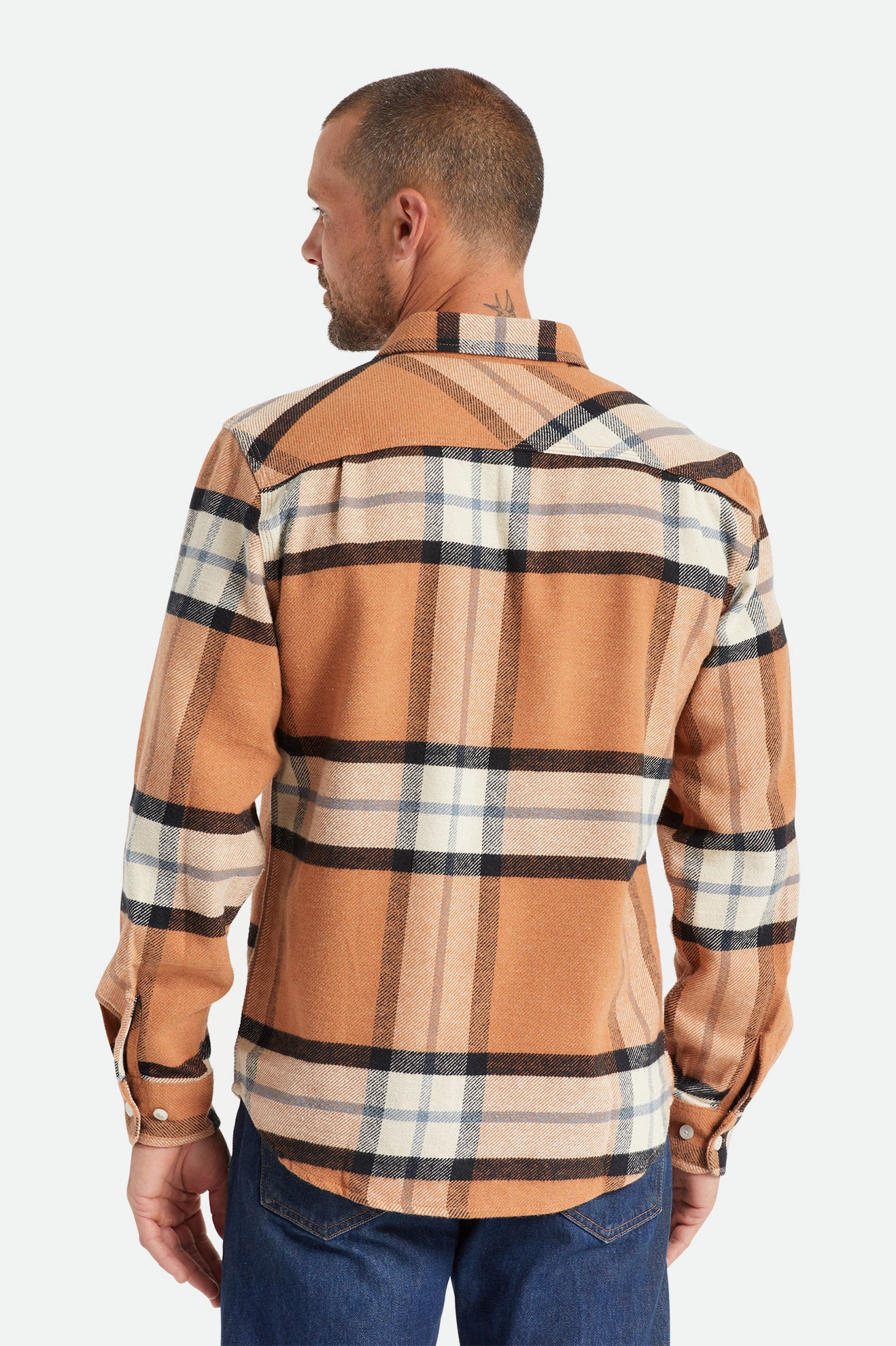 Brixton Bowery L/S Flanel Üstler Erkek Bej Rengi | 760RNJMEQ