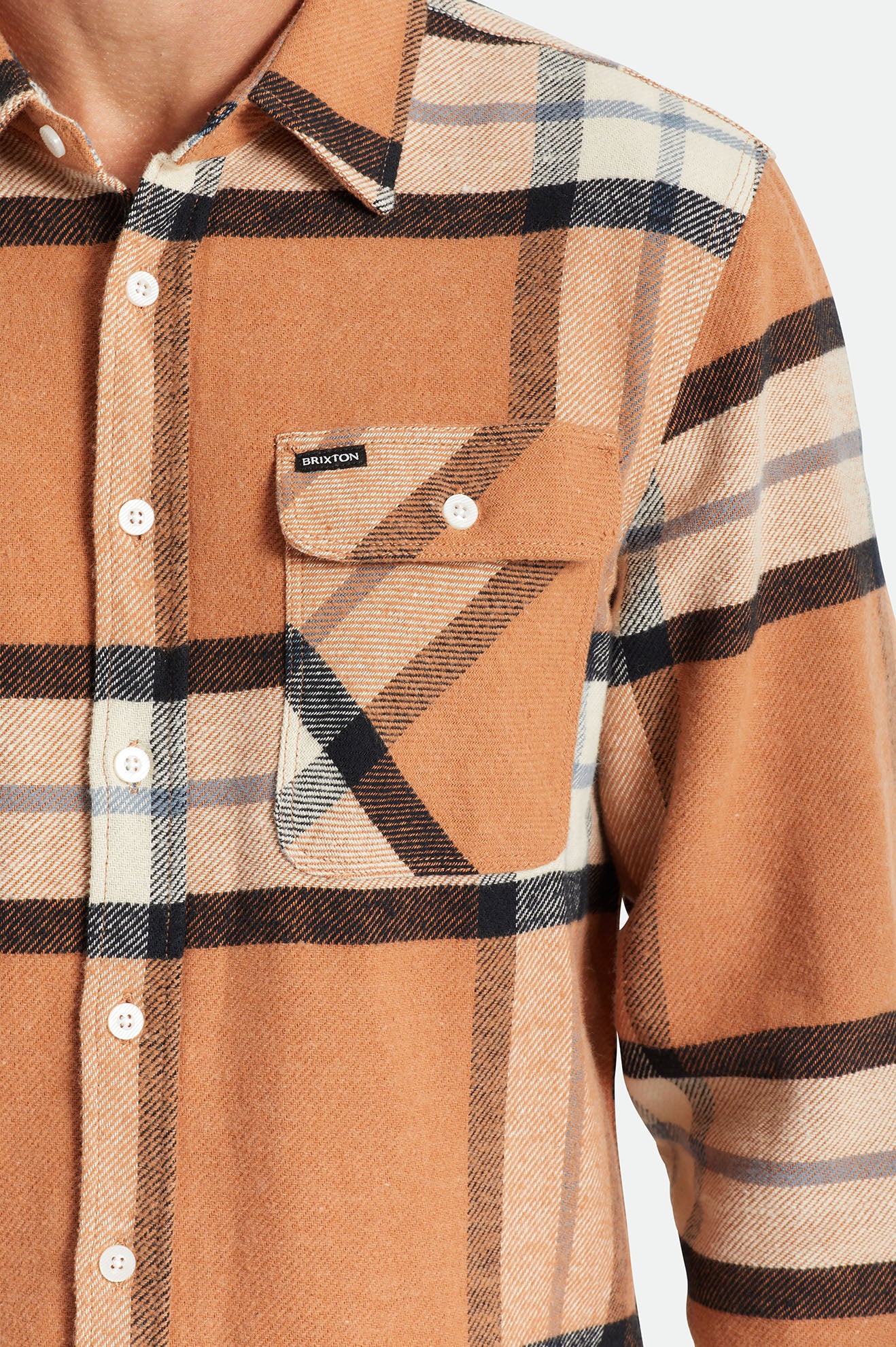 Brixton Bowery L/S Flanel Üstler Erkek Bej Rengi | 760RNJMEQ