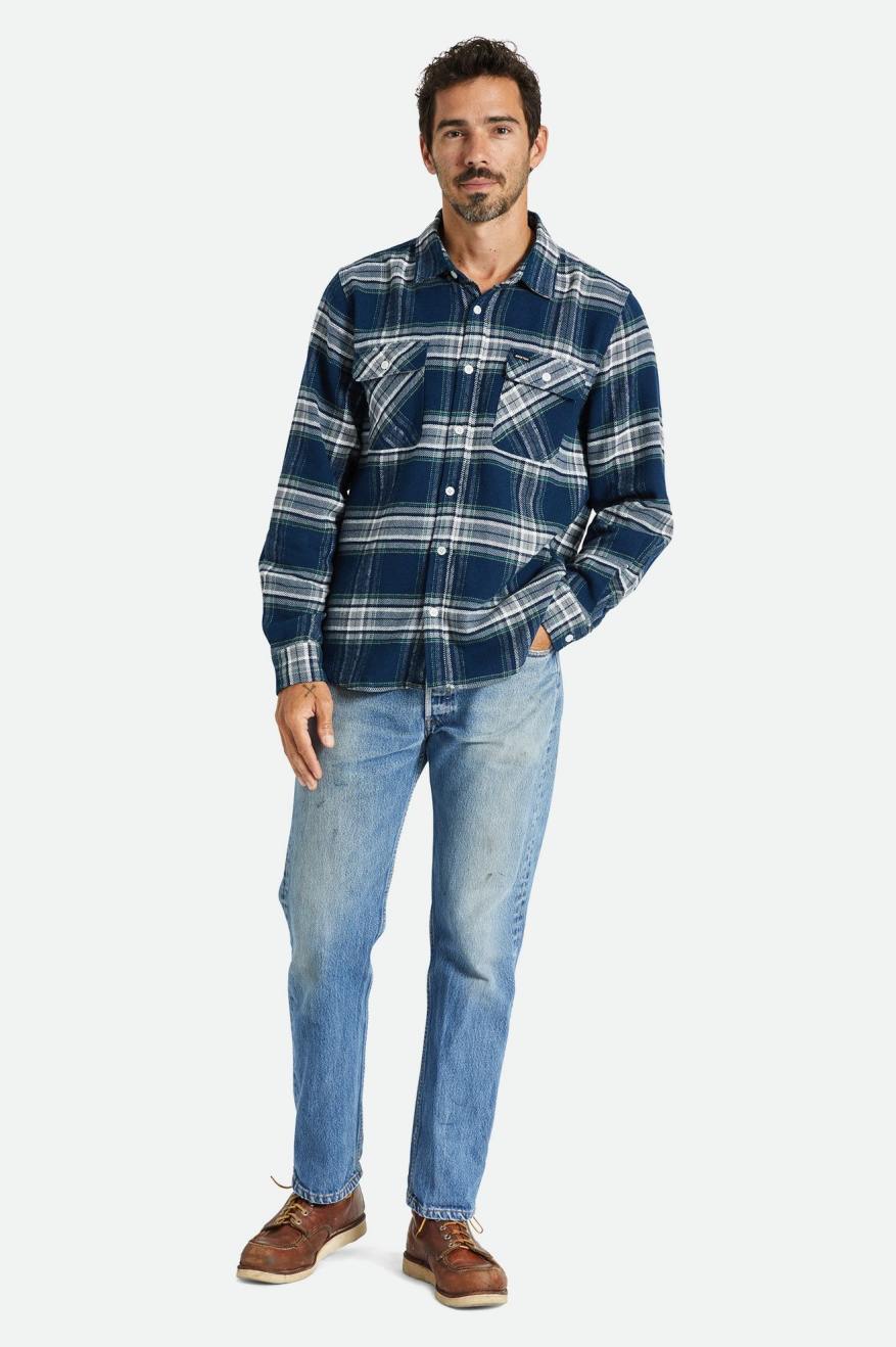 Brixton Bowery L/S Flanel Üstler Erkek Gri | 169HSXNUA