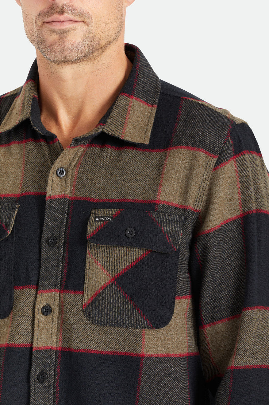 Brixton Bowery L/S Flanel Üstler Erkek Gri | 386EUVCKX