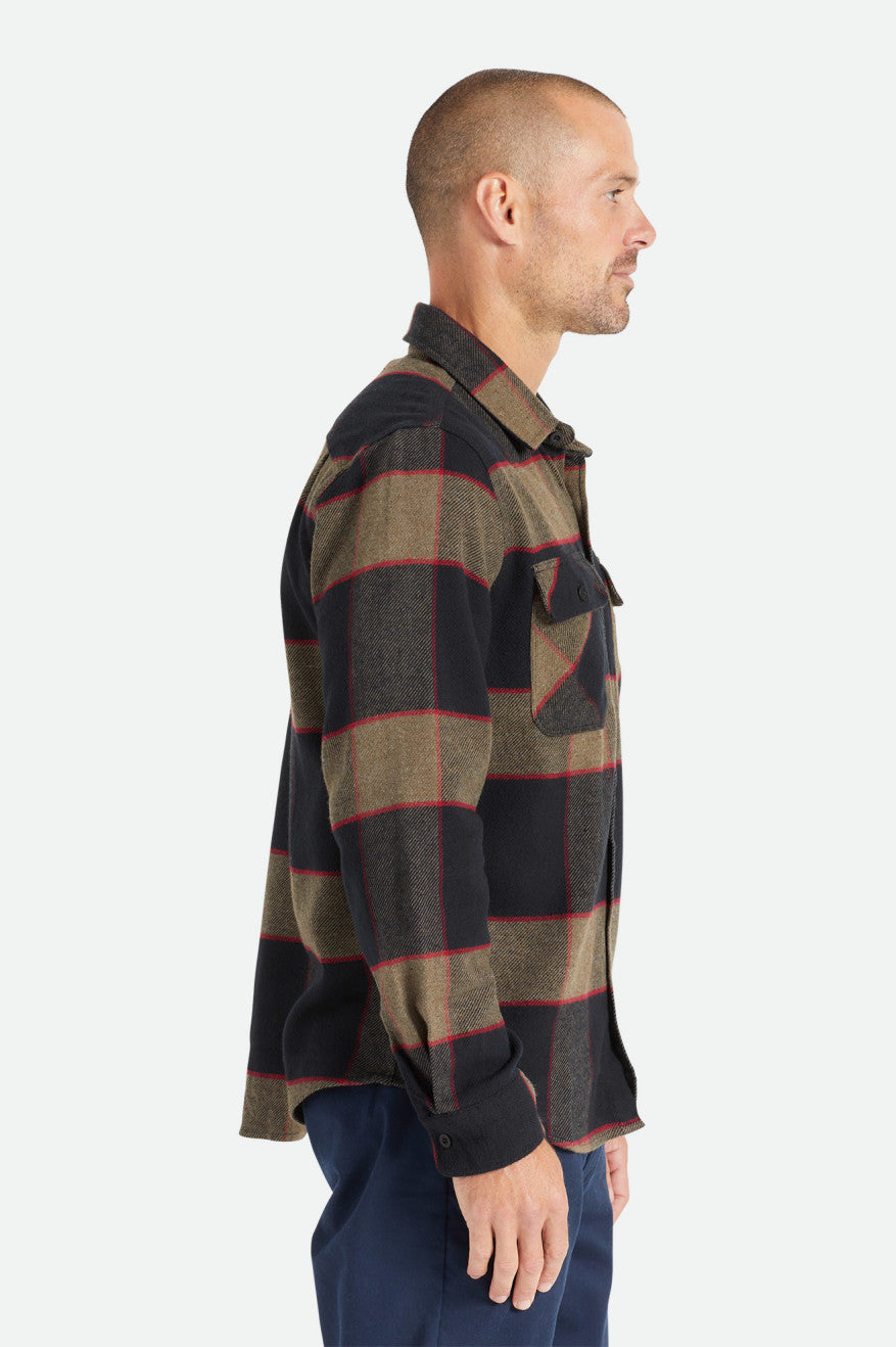 Brixton Bowery L/S Flanel Üstler Erkek Gri | 386EUVCKX