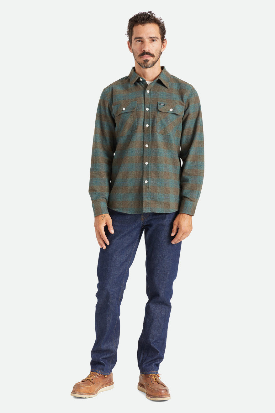 Brixton Bowery L/S Flanel Üstler Erkek Mavi | 591LZEAIU