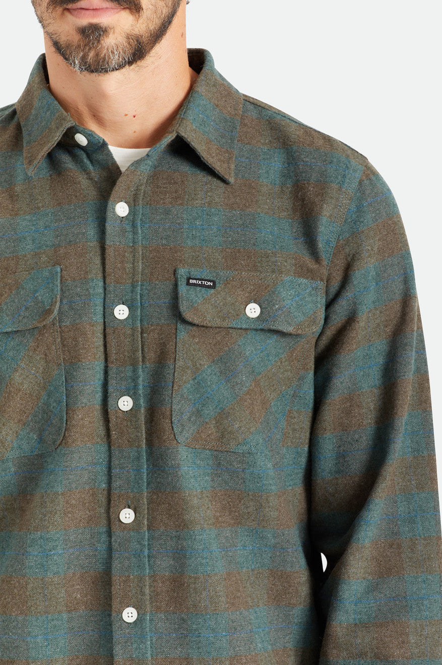 Brixton Bowery L/S Flanel Üstler Erkek Mavi | 591LZEAIU